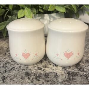 Vintage Corelle Coordinates Forever Yours Salt Pepper Shakers 1980s Heart Granny
